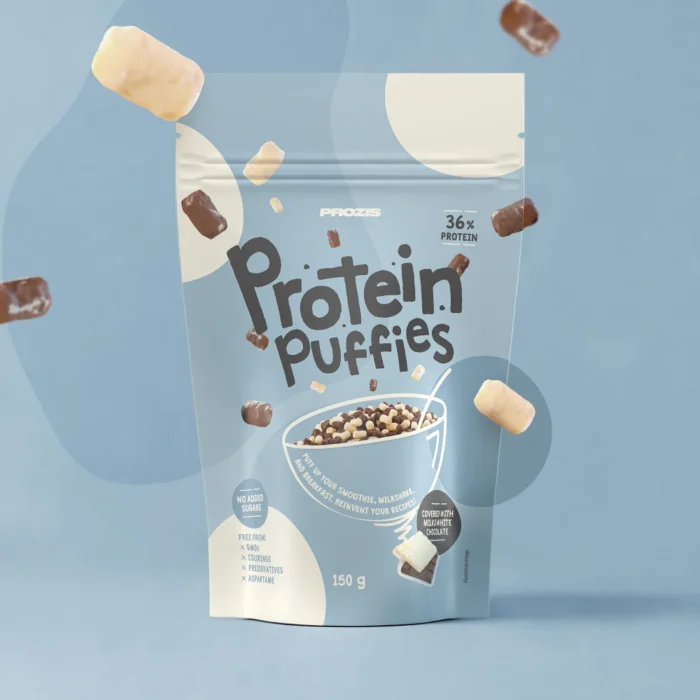 Protein Puffies 150g White And Milk Chocolate - Imagen 1